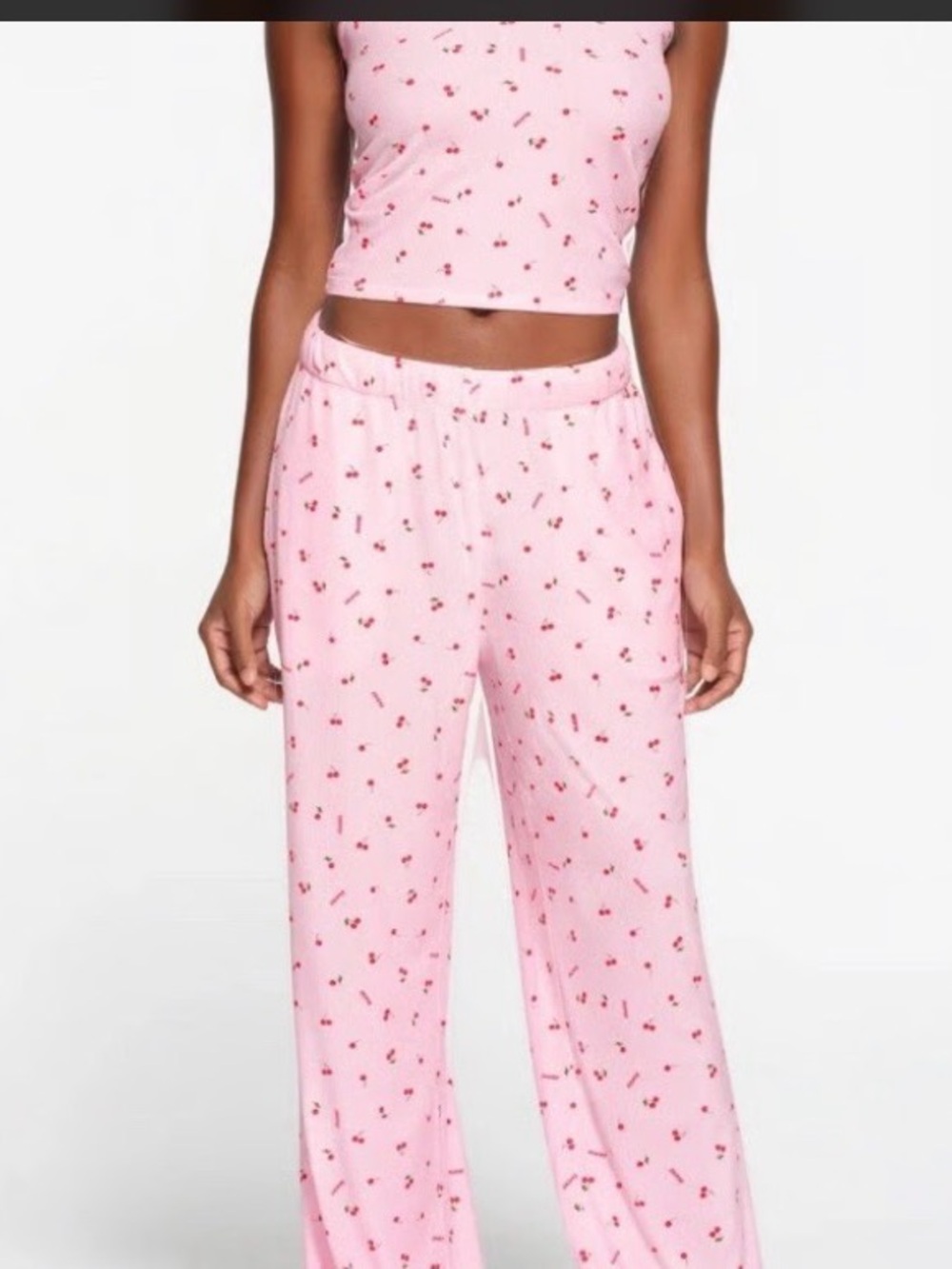 SKIMS Pink Cherry-Print Pajama